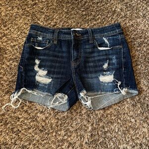 Studio Dark Blue Distressed Jean Shorts